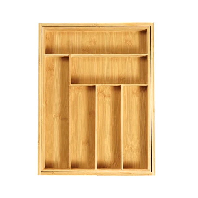 Bamboo Expandable Silverware Organizer Utensils Holder