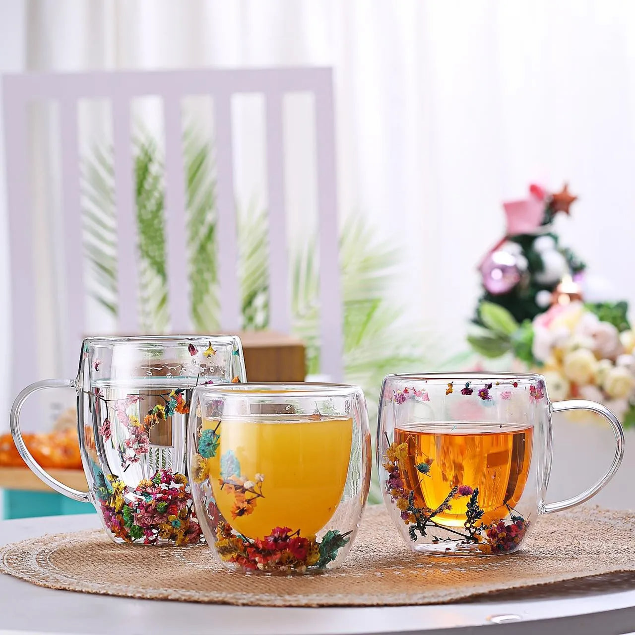 250ML DOUBLE CUP WITH FLOWER FILLING HANDLE