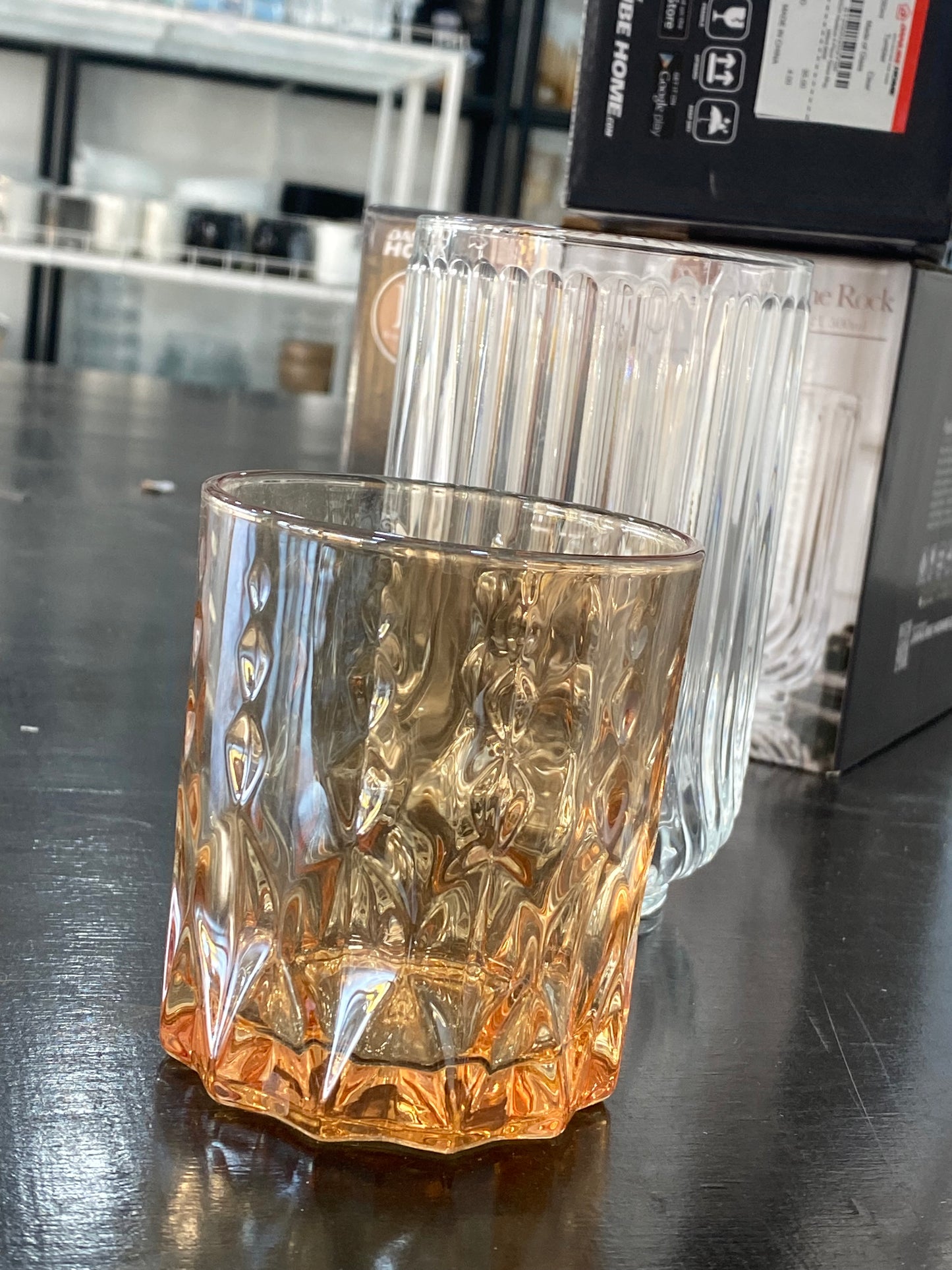 Vintage Glass set of 6pcs. Golden