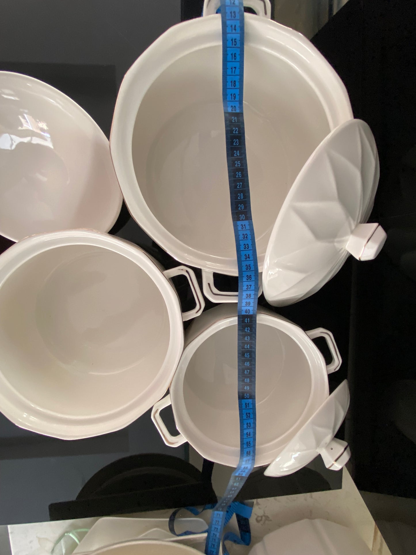 THREE Serving DIAMOND POT SET