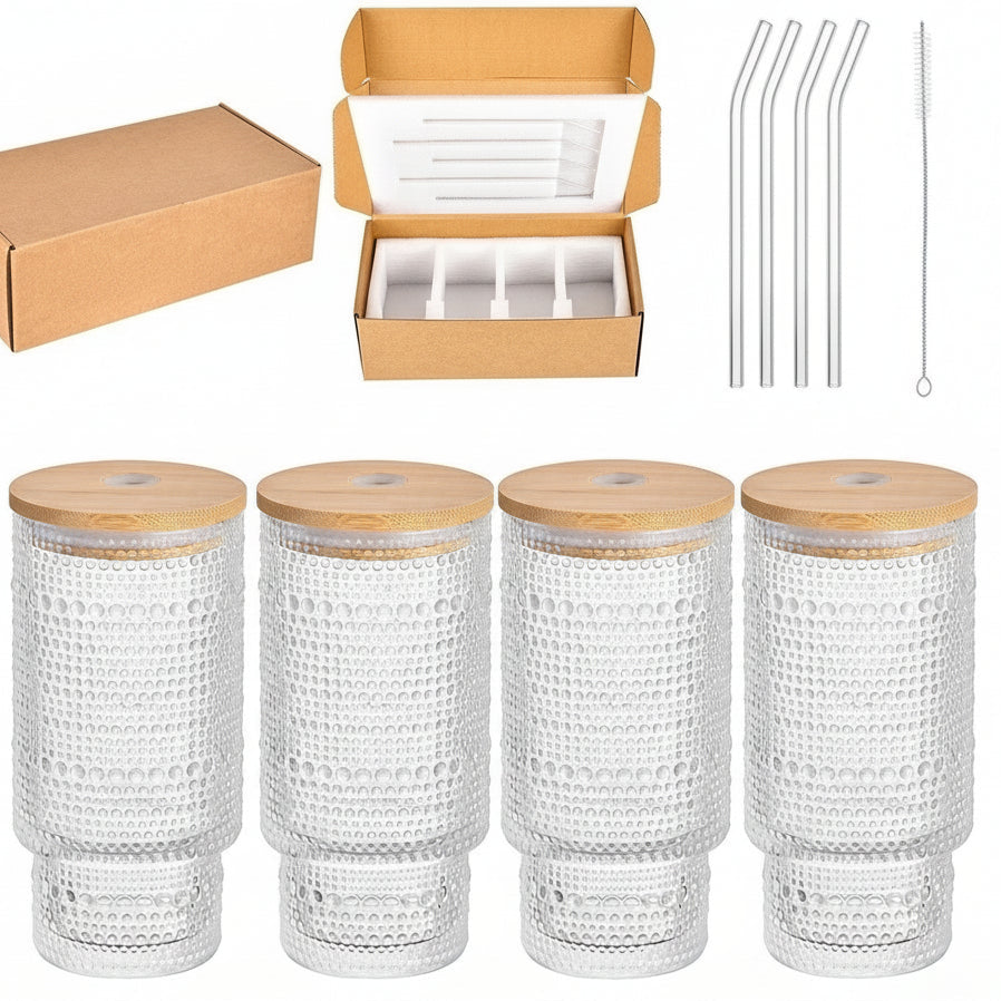 Juice glass with lid set of 4