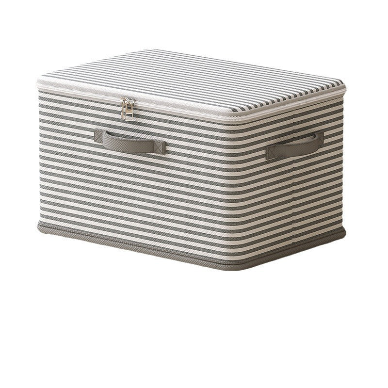 Large Capacity Foldable Green Stripe Storage Box for Clothes & Dorm