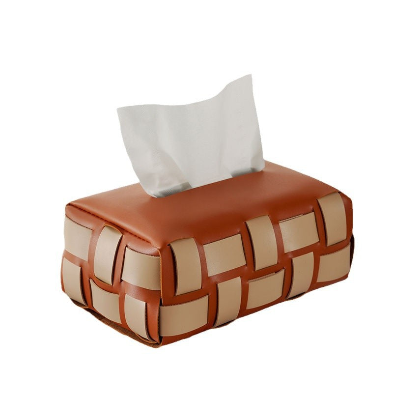 Elegant Woven Leather Tissue Box Cover for Modern Home Coffee Table Decor