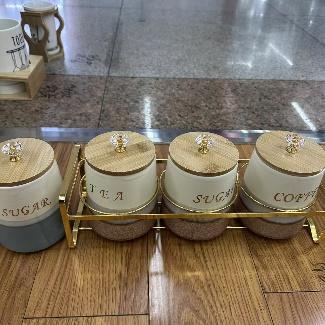 Coffee Tea Sugar Set of 3 pcs Kitchen Canister