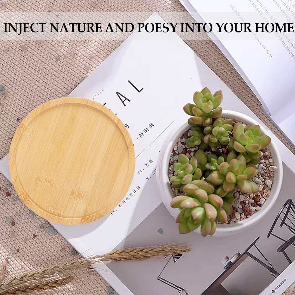 6-Pack Round Bamboo Wood Coasters for Drinks, Tea Cups, Planter Trays