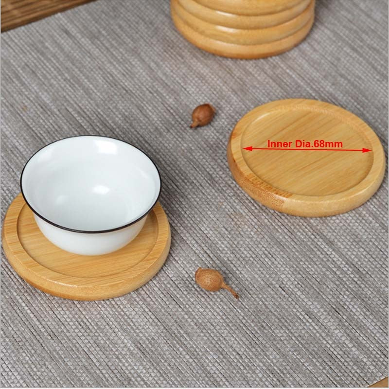 6-Pack Round Bamboo Wood Coasters for Drinks, Tea Cups, Planter Trays