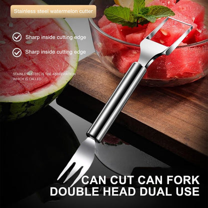 2-in-1 Stainless Steel Watermelon Slicer Fork Tool for Easy Summer Cubes