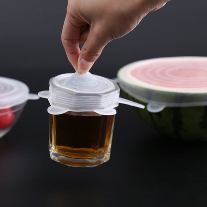 Premium Silicone Food Covers 6-Piece Set, Reusable Airtight Fresh Seal Lids