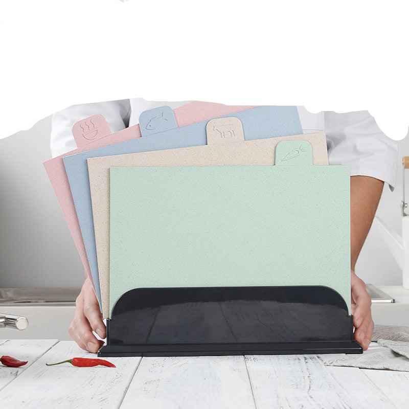 Eco-Friendly Wheat Straw PP Plastic Cutting Board Set with Stand