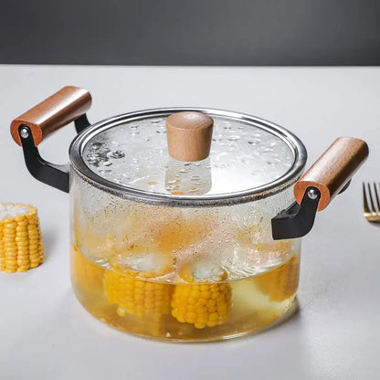 Heat resistant cooking glass cookware set cooking pot transparent microwave cookware set