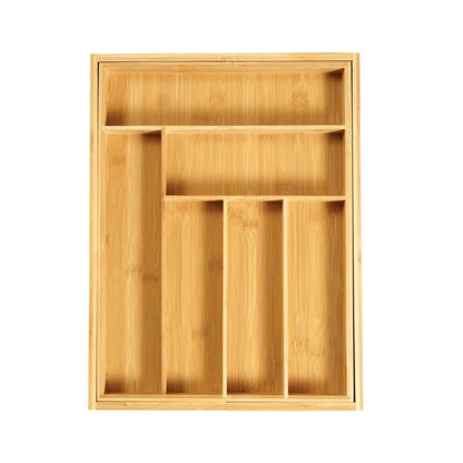 Bamboo Expandable Silverware Organizer Utensils Holder