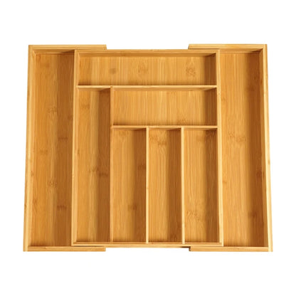 Bamboo Expandable Silverware Organizer Utensils Holder