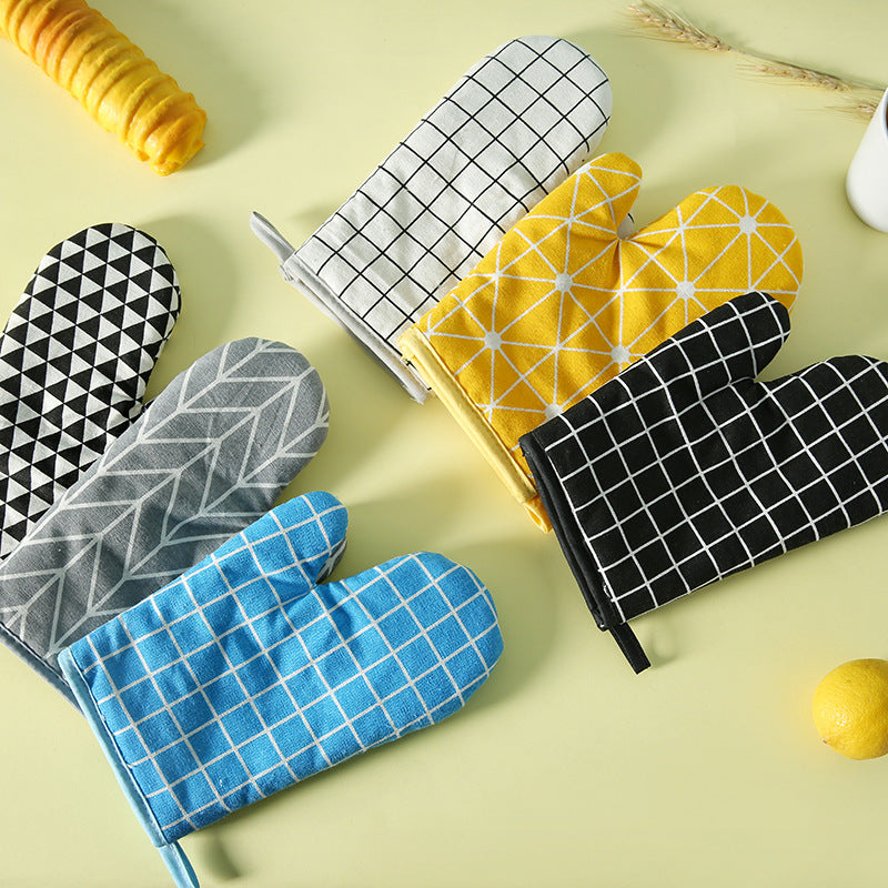Premium Cotton Linen Anti-Scald Oven Mitts for Baking, Microwave & Kitchen