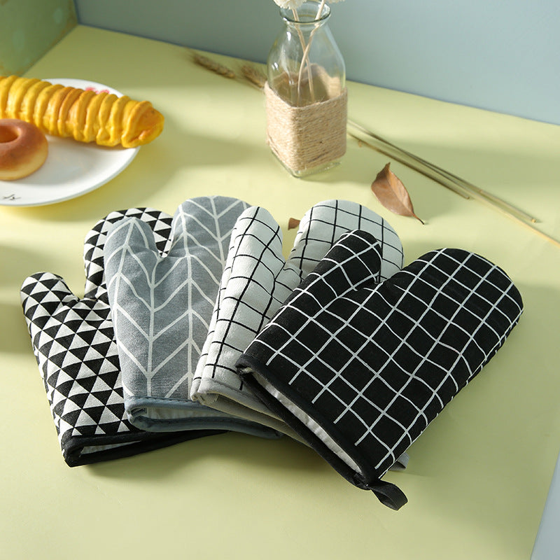 Premium Cotton Linen Anti-Scald Oven Mitts for Baking, Microwave & Kitchen