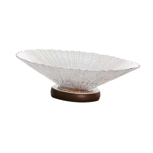 Elegant VELURA Glass Wood Decorative Fruit Snack Bowl for Kitchen Countertop