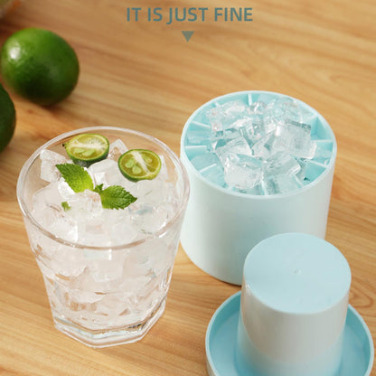 Space-Saving Circular Ice Cube Maker: Quick-Freeze Silicone Bucket Mold, Blue