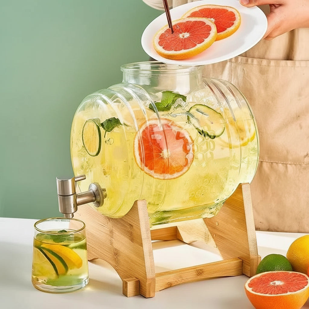 Versatile Glass Beverage Dispenser with Tap & Base for Parties & Home
