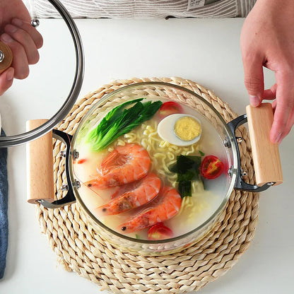 Heat resistant cooking glass cookware set cooking pot transparent microwave cookware set