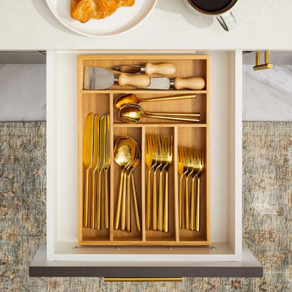 Bamboo Silverware Drawer Organizer