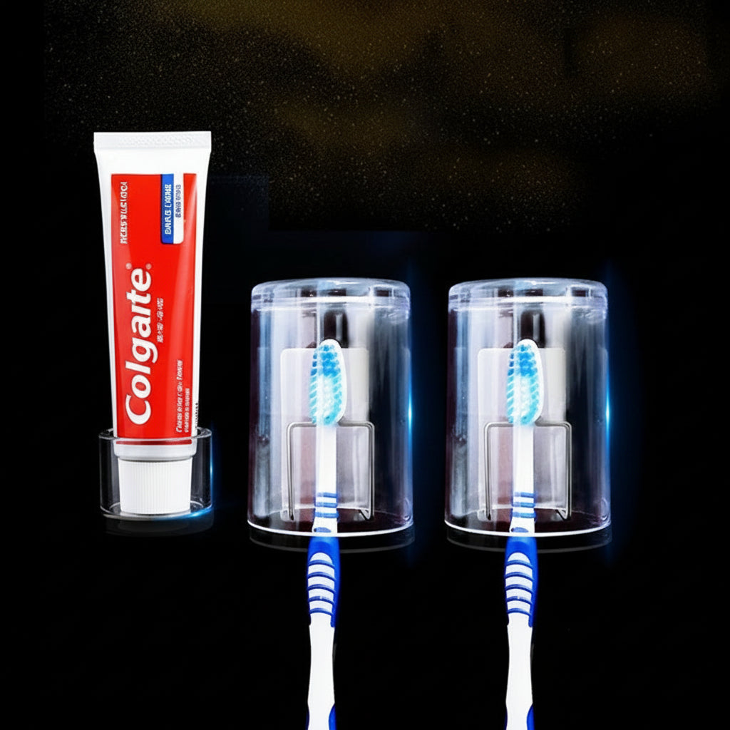 Durable 304 Stainless Steel Wall-Mounted Toothbrush & Toothpaste Organize Set