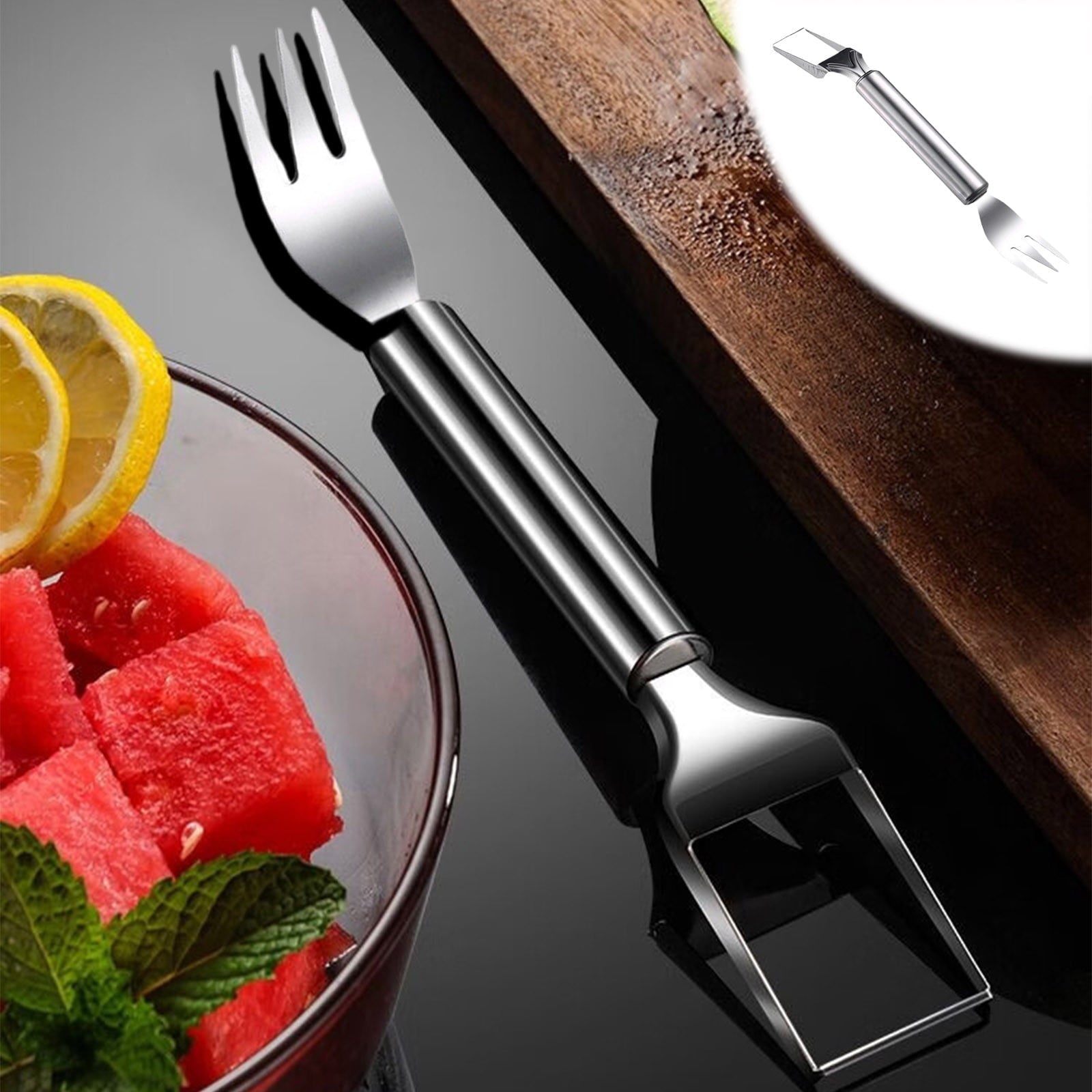 2-in-1 Stainless Steel Watermelon Slicer Fork Tool for Easy Summer Cubes