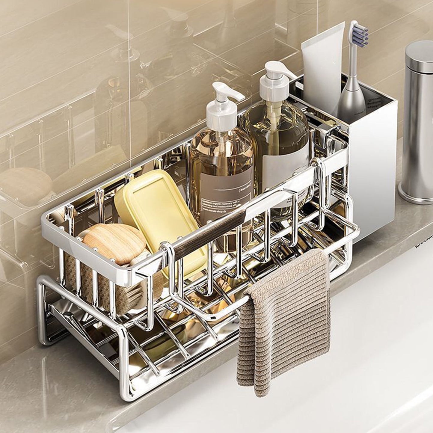 Wall-Mounted Draining Carbon Steel Sponge Rack