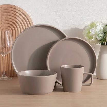 Elegant Modern Ceramic Stoneware Dinnerware Set for 4 - Plates & Bowls