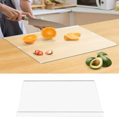Large Clear Non-Slip Acrylic Cutting Board for Kitchen with Convenient Lip