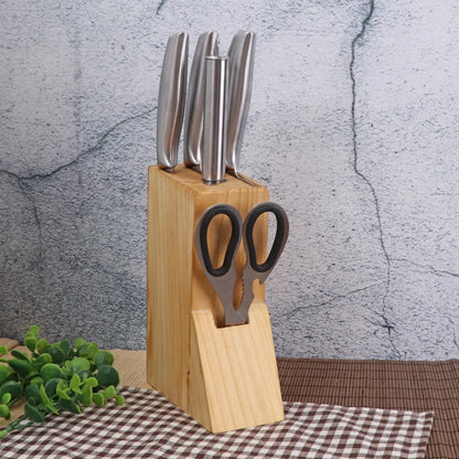 Premium 6-Piece Stainless Steel Kitchen Knife Set with Elegant Wooden Block