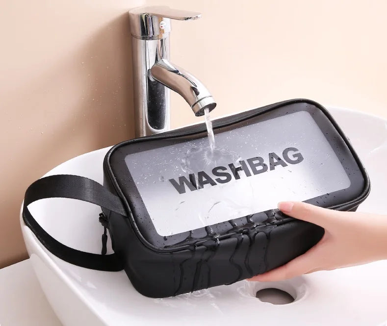 Clear Waterproof PVC Travel Toiletry Bag with Zipper for Makeup & Cosmetics