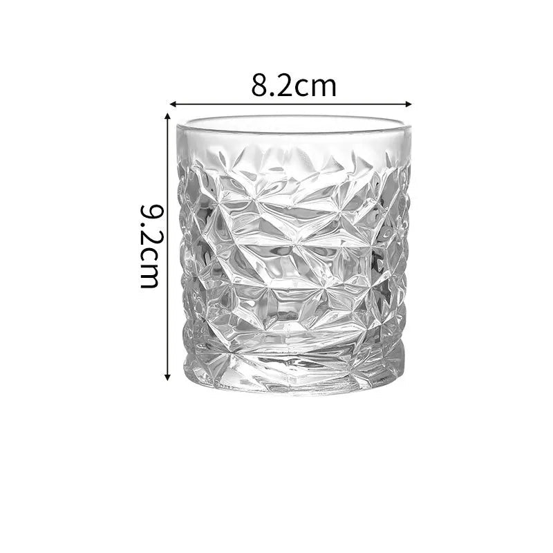 Elegant Hammered Crystal Whiskey Glass - European Style Barware Drink Tumbler 300ml