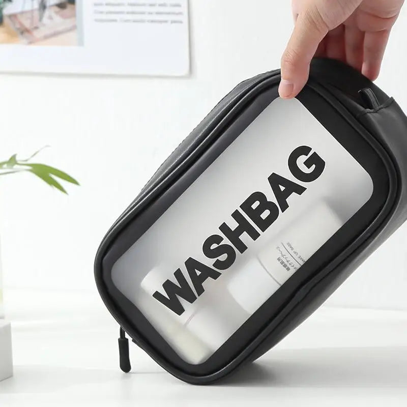 Clear Waterproof PVC Travel Toiletry Bag with Zipper for Makeup & Cosmetics