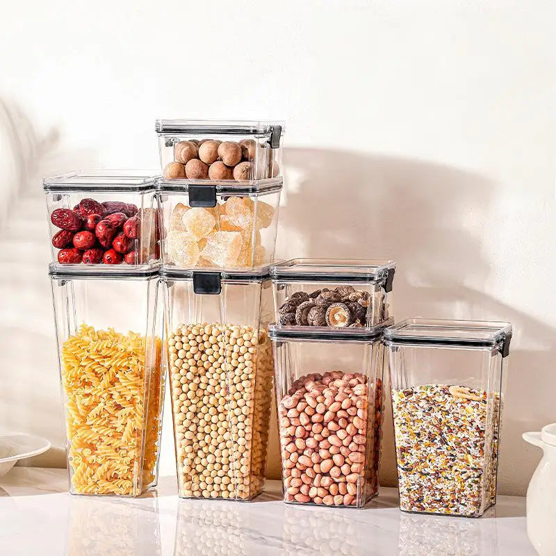 Thickened Clear Plastic Airtight Food Storage Containers with Secure Buckle Lids