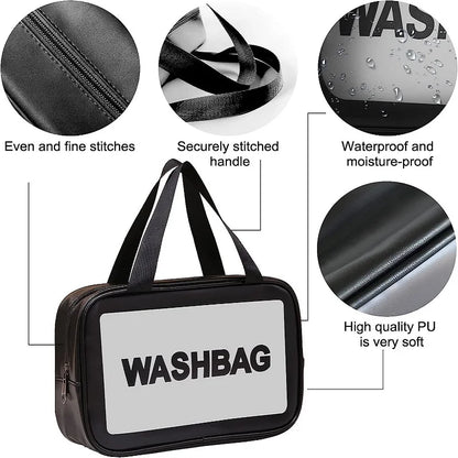 Clear Waterproof PVC Travel Toiletry Bag with Zipper for Makeup & Cosmetics