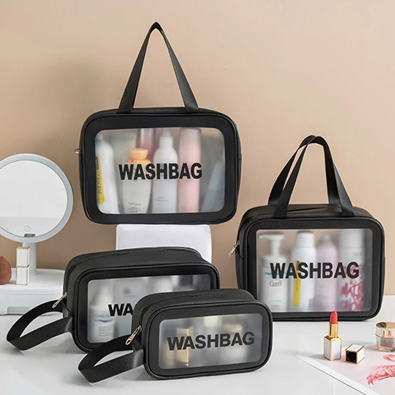 Clear Waterproof PVC Travel Toiletry Bag with Zipper for Makeup & Cosmetics
