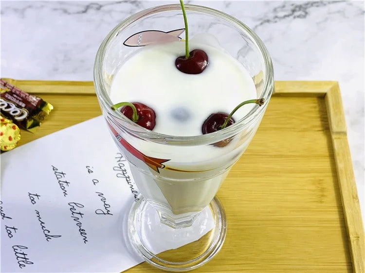 Lead-Free Hand-Blown Glass Juice Smoothie Ice Cream Cup Dessert Container