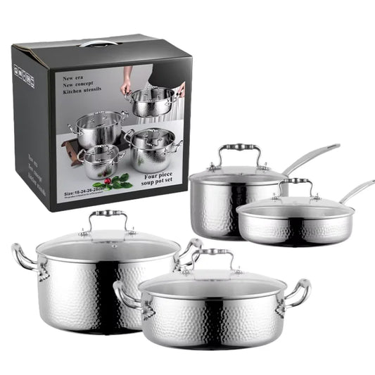 Premium 8-Piece Stainless Steel Cookware Set | Tri-Ply Clad, Maple Leaf Handles