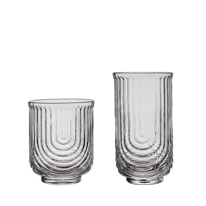 Elegant Striped Glass Highball Cocktail Latte Mug - Handmade Juice Milk Cup