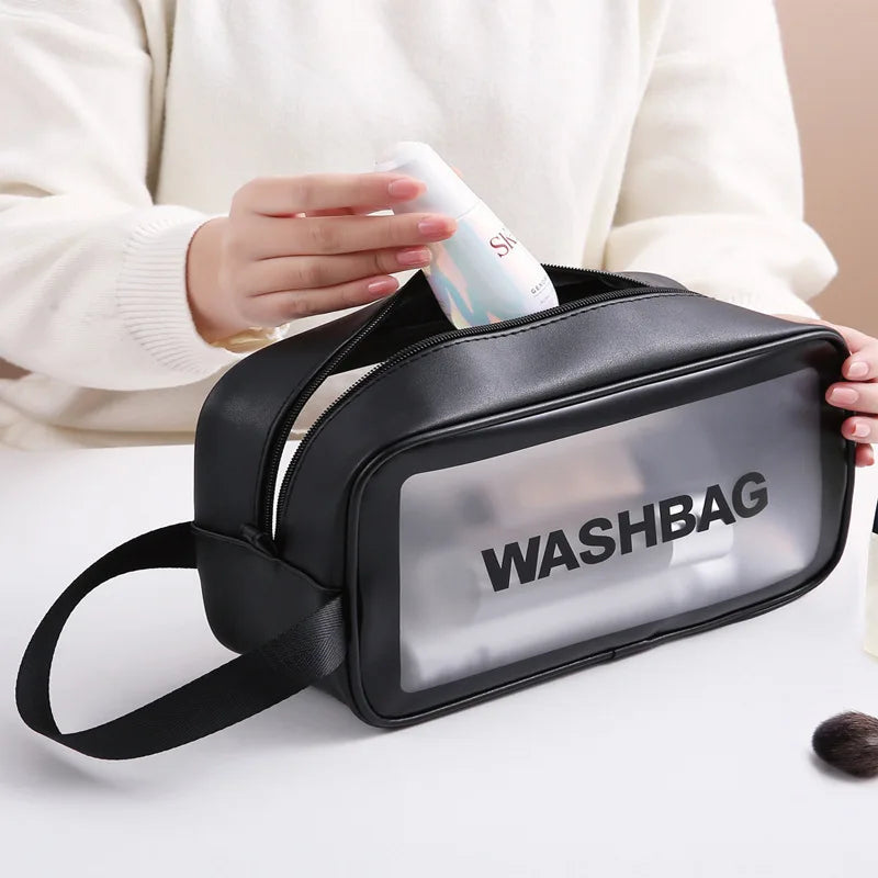 Clear Waterproof PVC Travel Toiletry Bag with Zipper for Makeup & Cosmetics