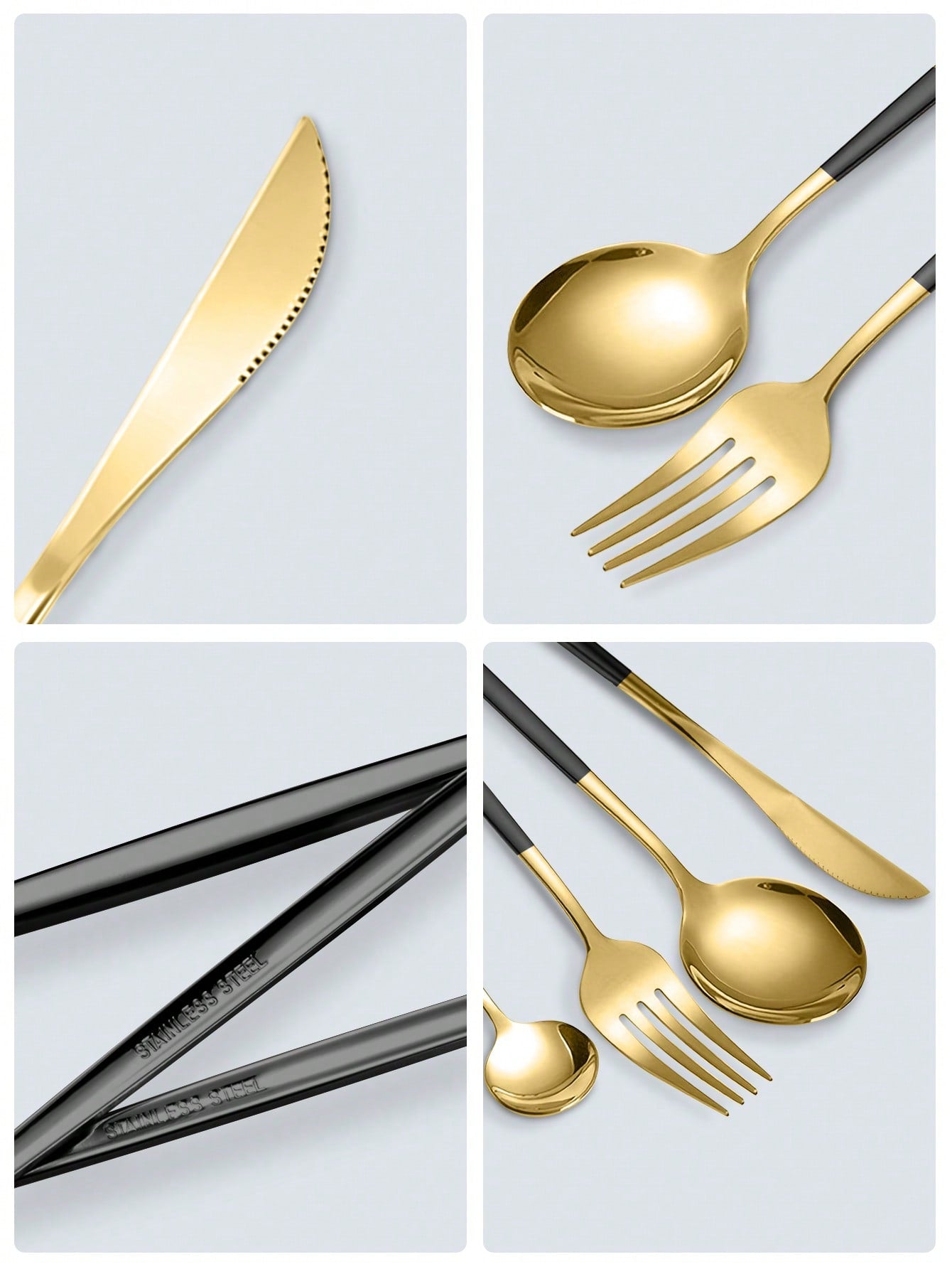 Stainless steel knives and forks 30 piece set
