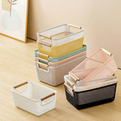 Multipurpose Hollow Plastic Storage Basket with Handles for Home Organization