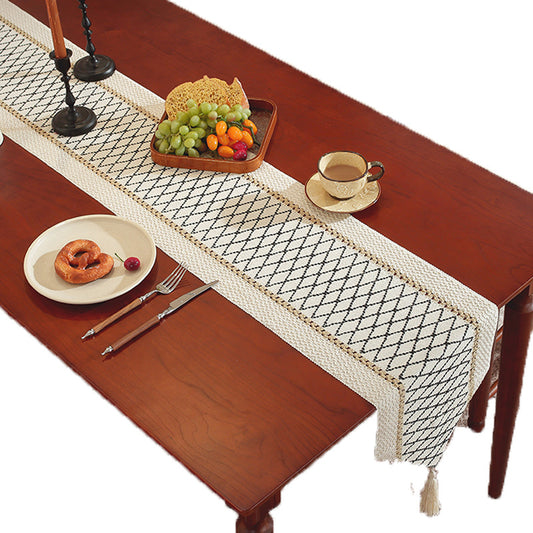 Luxury Symmetrical Tassel Table Runner: Decorative Festive Tea Tablecloth