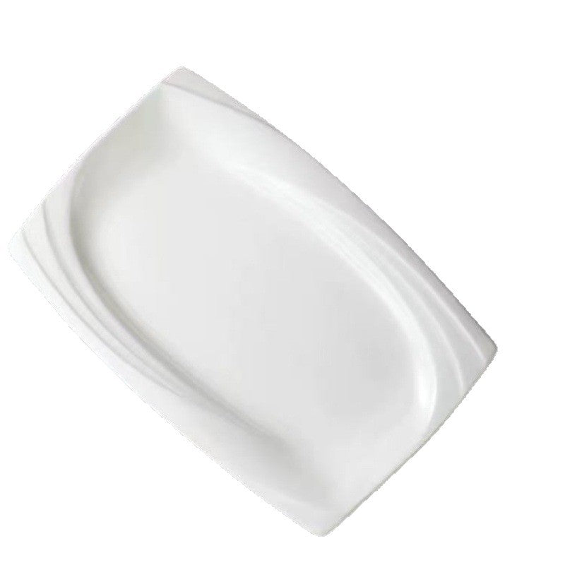 Nordic Pure White Porcelain Rectangular Serving Plates - Microwave Safe