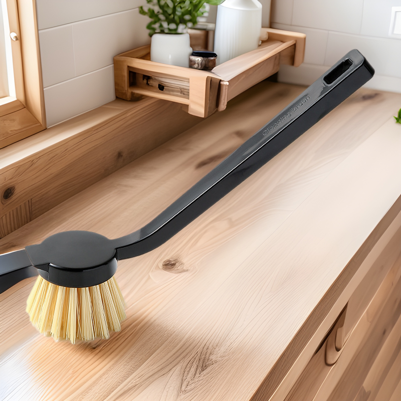 Effortless Long Handle Plastic Pot Brush for Kitchen Dishwashing Cleaning