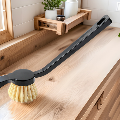 Effortless Long Handle Plastic Pot Brush for Kitchen Dishwashing Cleaning