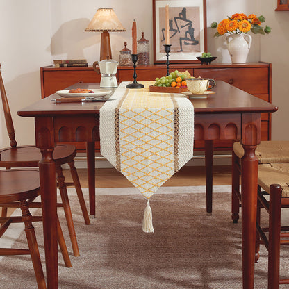 Luxury Symmetrical Tassel Table Runner: Decorative Festive Tea Tablecloth