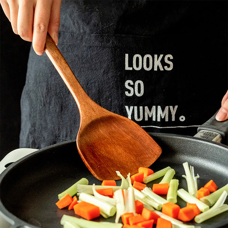 Premium Natural Wood Non-Stick Spatula Spoon Set for Cooking & Frying