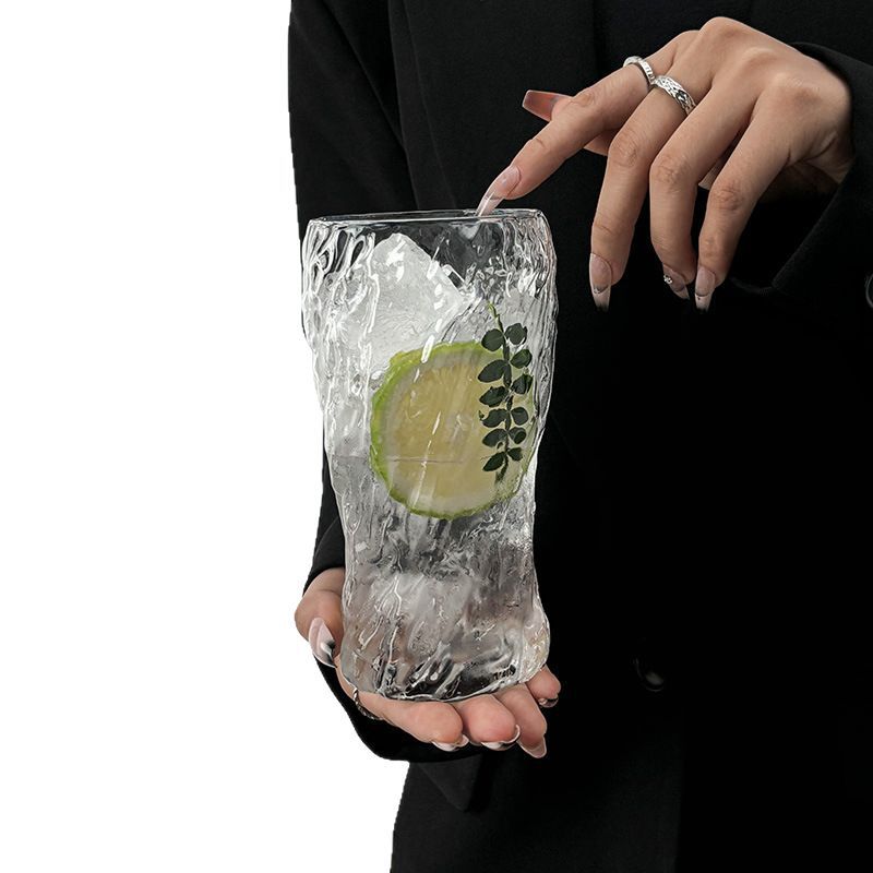 Creative Swirl Pattern Glass Tumbler for Iced Beverages, Frosted Juice & Beer Cup