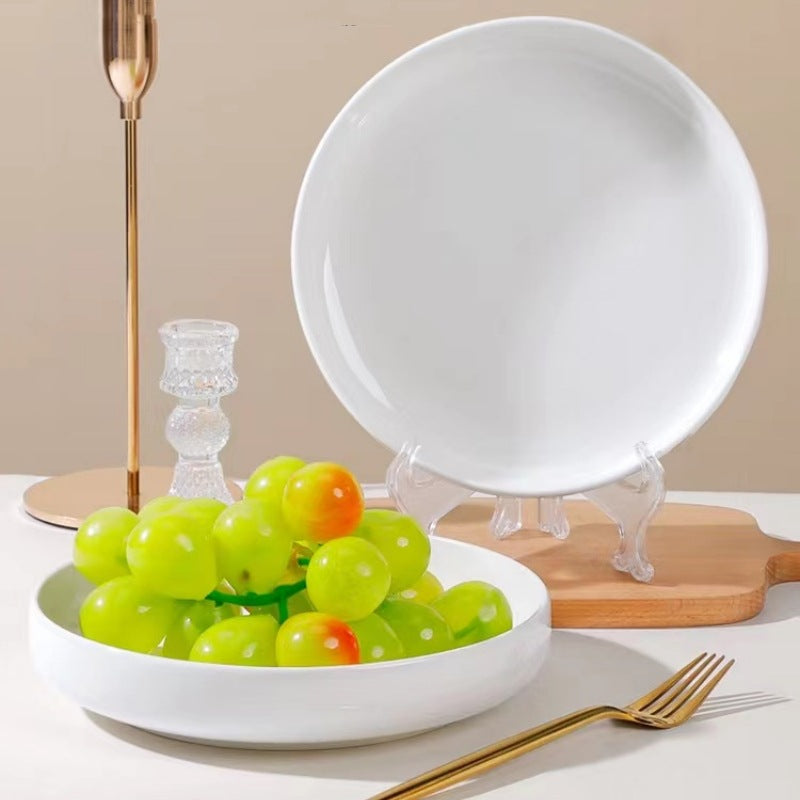 Elegant Nordic White Ceramic Deep Plate for Modern Home Dining & Serving