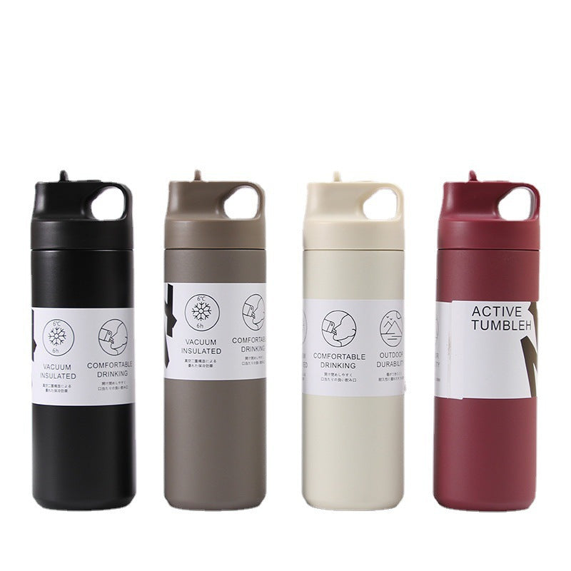 Premium Insulated Stainless Steel Straw Water Bottle 550ml - Custom Logo Option